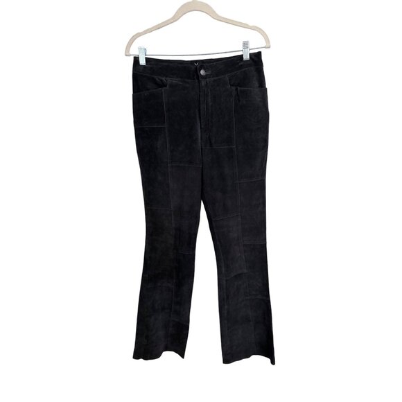 Vintage Maxima Wilsons leather suede patchwork flare pants sz 8 fairy goblin - Picture 1 of 7